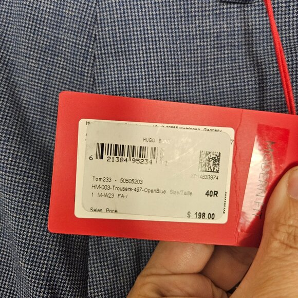NWT Hugo Boss Pants Men's 40x33 Blue 100% Virgin Wool Office Business $198 - Picture 3 of 7